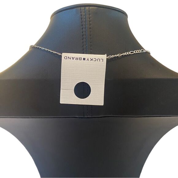 Oxidized Set Stone Pendant Necklace on Long Silver Toned Chain. - Picture 5 of 6